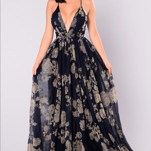 Navy blue dress with beautiful design